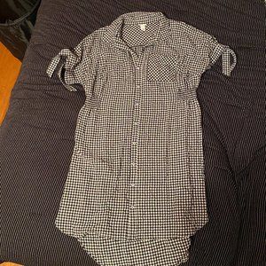 GINGHAM BUTTON DOWN DRESS
